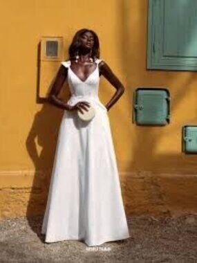 Andrea Iyamah Vola Maxi Dress White Medium M NWT